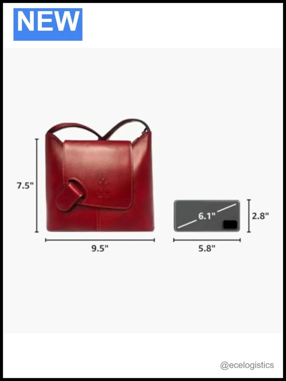 Genuine Italian Leather Crossbody Bag Purse with Zipper Pockets